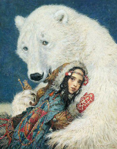 друзья - девушка, медведи, сказка, иллюстрация, девочка, белый медведь - оригинал