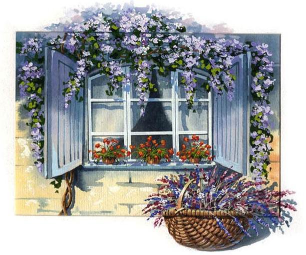 Цветы  на окне 2 - цветы, окно - оригинал
