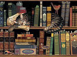 Триптих Чтение1 - триптих, коты, книги - оригинал