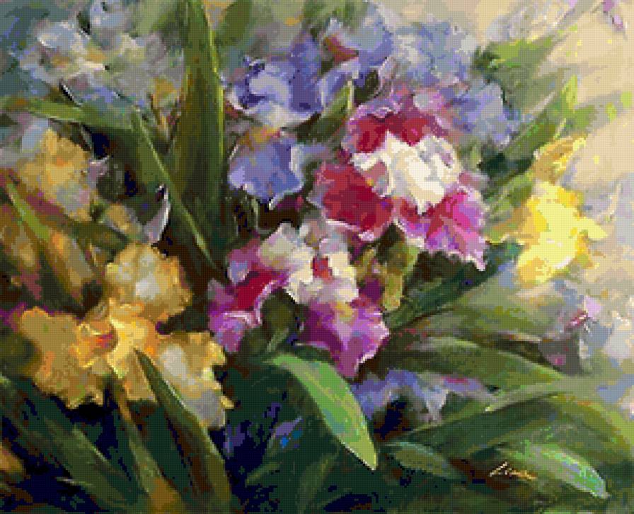 ирисы - лето, цветы, акварель - предпросмотр