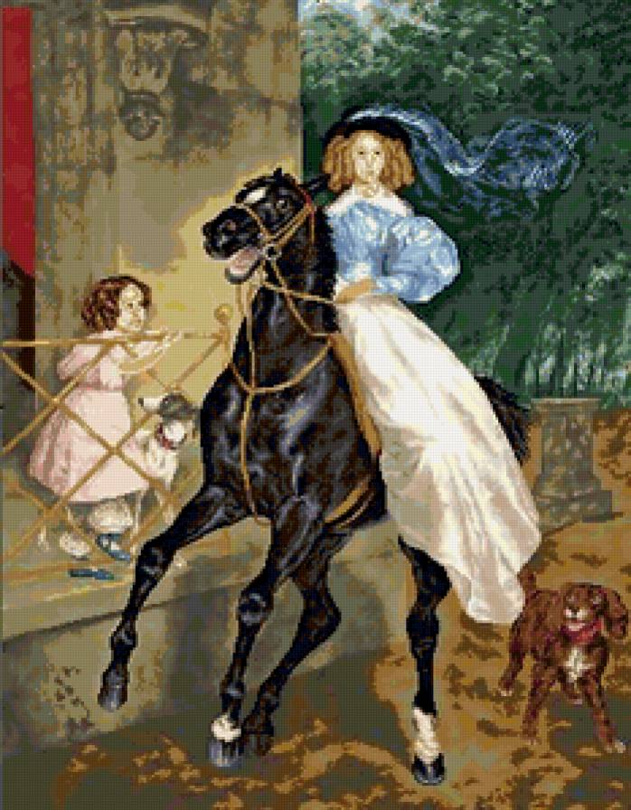 Всадница - всадница, картина - предпросмотр