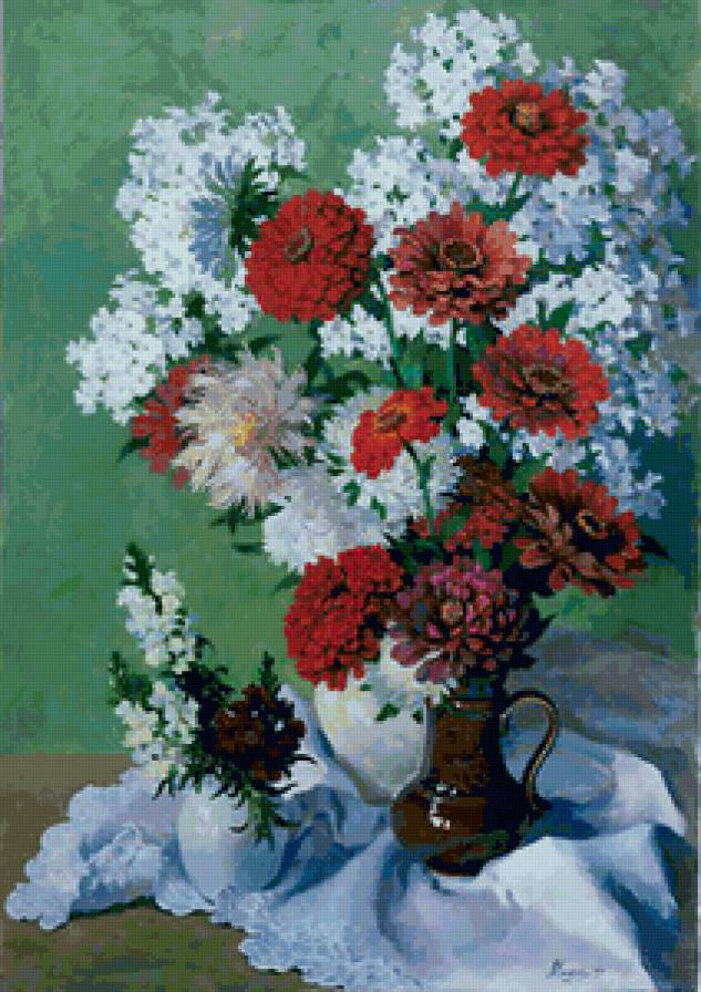 Серия "Букет" - букет, львиный зев, цветы, циннии, астры - предпросмотр