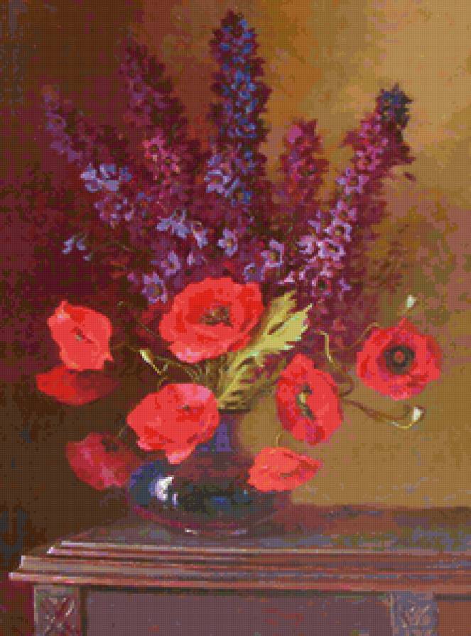 Серия "Букет" - цветы, дельфиниум, маки - предпросмотр