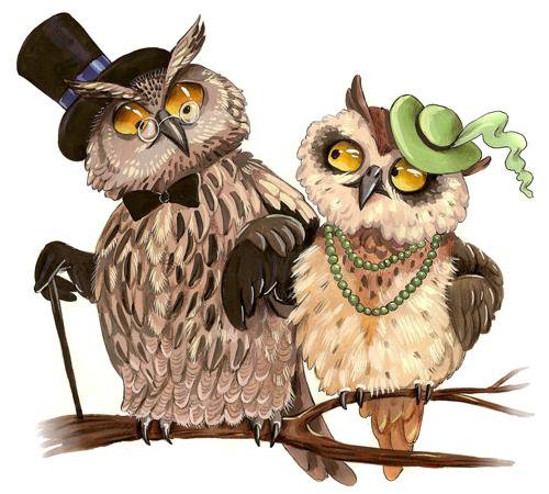 Серия "Детское" - пара, совы, филины, птицы - оригинал