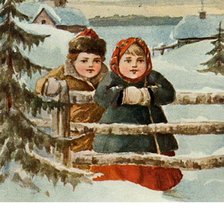 Оригинал схемы вышивки «Дети зимой» (№106821)