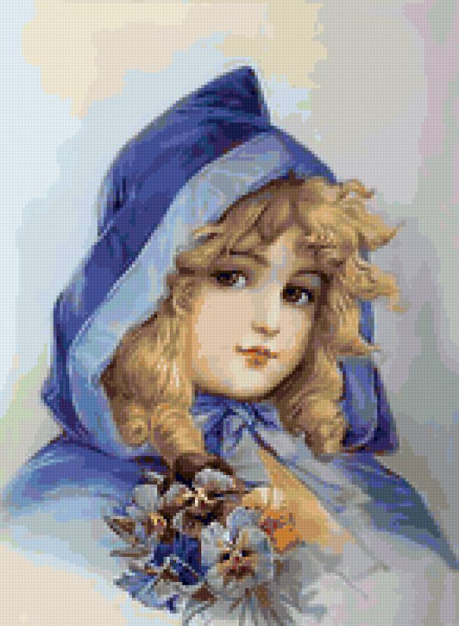 Девочка в голубом. - ретро., дети - предпросмотр