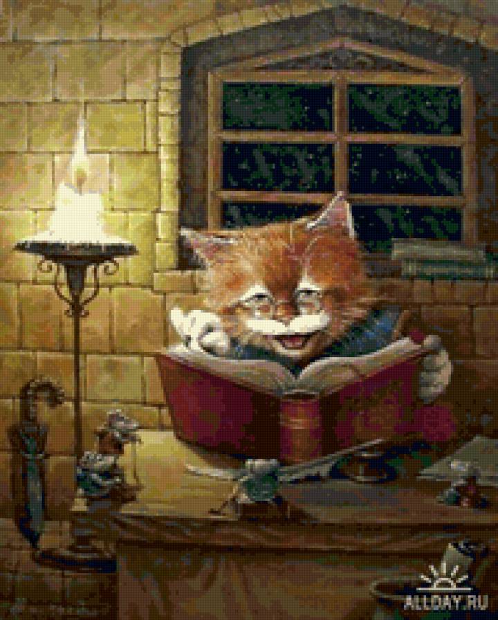 Сказка о котах - коты, животные, живопись, мышки - предпросмотр