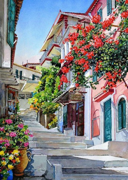 Улочка 4 - города, цветы, улицы - оригинал