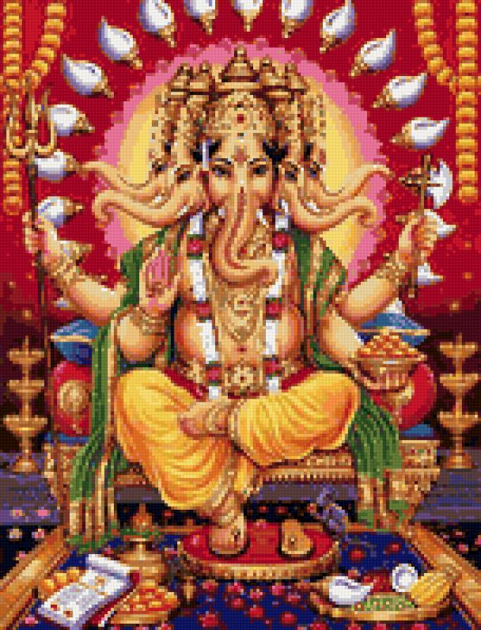 Ганеша - индийские, психо, полотно, флюро, божество, транс - предпросмотр