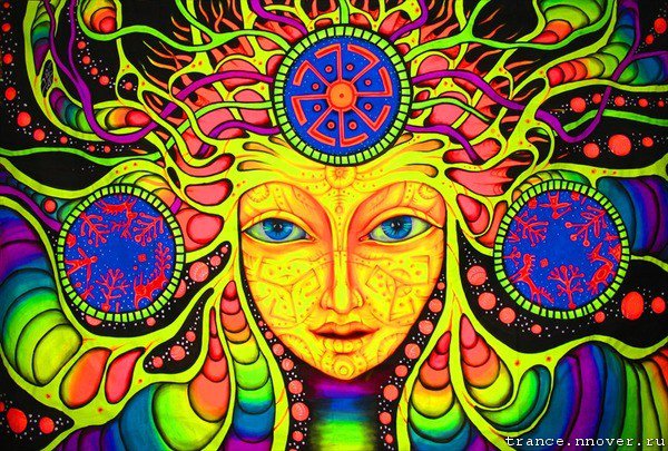 LSD-25 Психоделика. - флюро, транс, божество, психо, индийские, полотно - оригинал