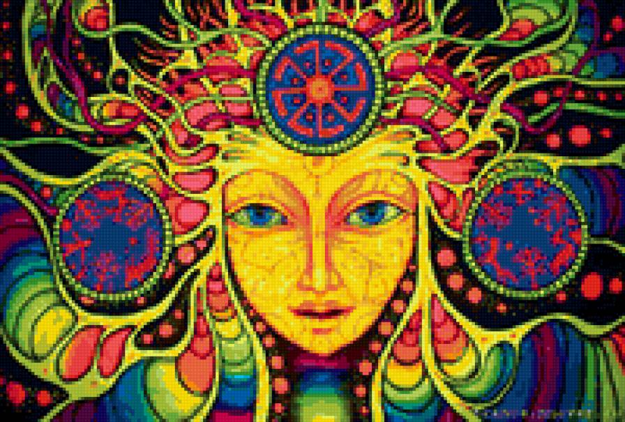 LSD-25 Психоделика. - полотно, флюро, психо, индийские, божество, транс - предпросмотр