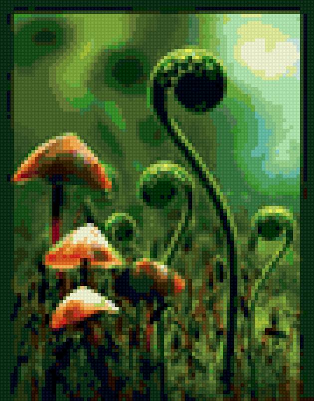 Грибочки Псилоцибиновые - транс, полотно, индийские, флюро, психо, божество - предпросмотр