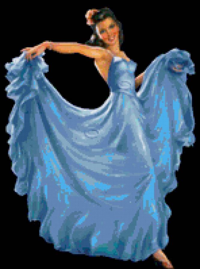 девушка - голубое платье, девушка - предпросмотр