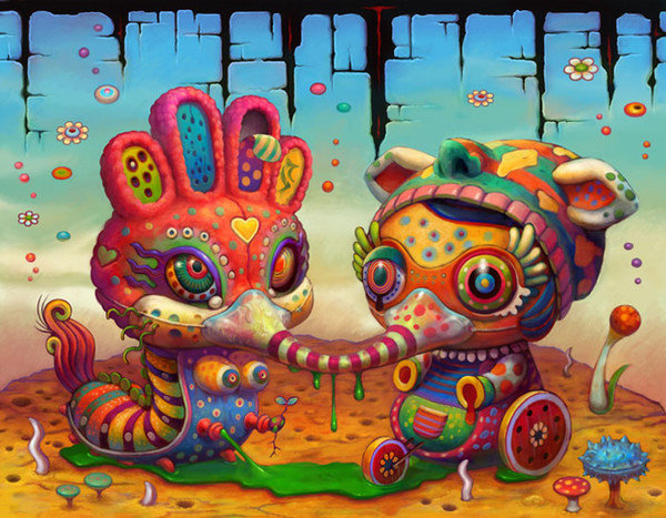 Грусная парочка - полотно, транс, флюро, индийские, психо - оригинал