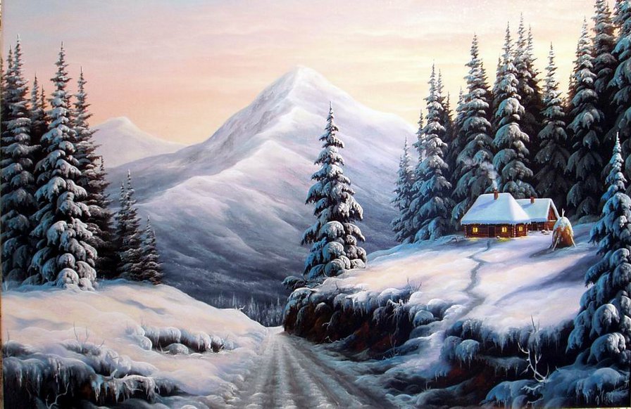 Зимняя картина - лес, пейзаж, снег, ели, зимняя картина, иней, природа, зима - оригинал