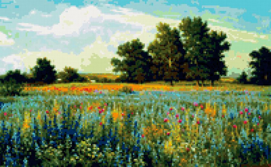 пейзаж - цветы, лето, поле - предпросмотр