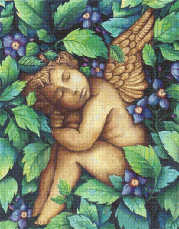 Ангел в клематисах - ангелы, клематисы, цветы - предпросмотр