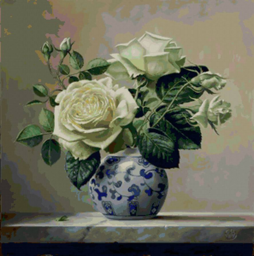Букет - натюрморт, розы, цветы в вазе, букет - предпросмотр