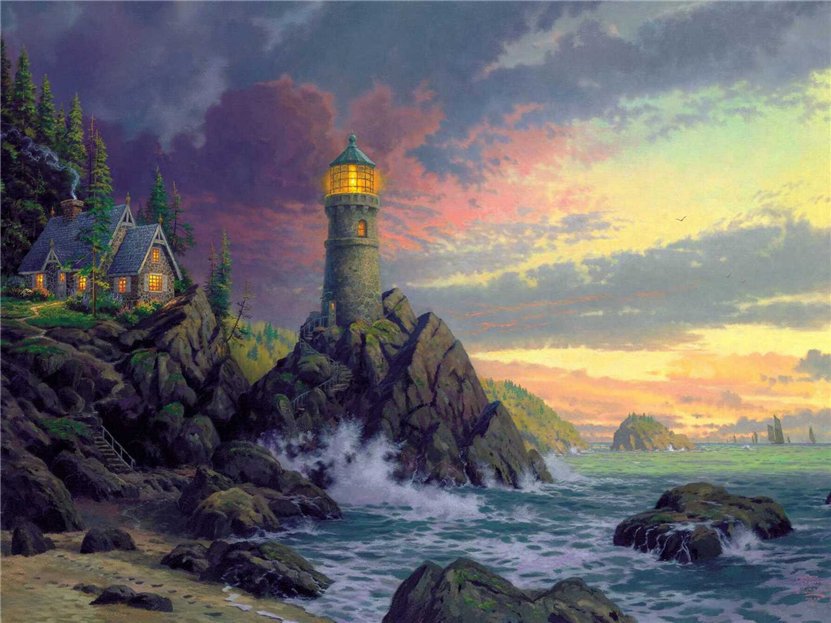 маяк - море, пейзаж - оригинал