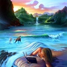 Схема вышивки «девушка река»