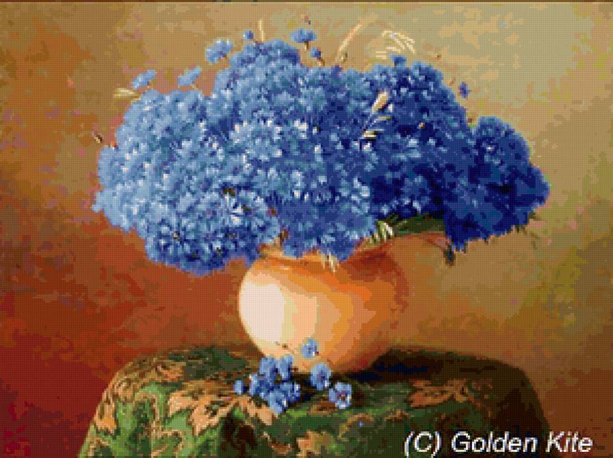 Васильки - ваза, живопись, букет, цветы - предпросмотр
