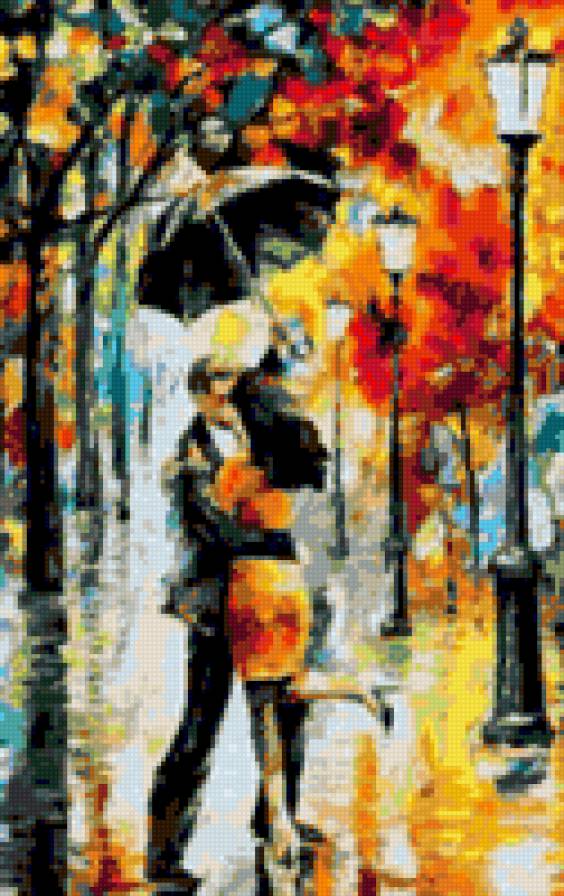 Свидание - мужчина, дождь, женщина - предпросмотр