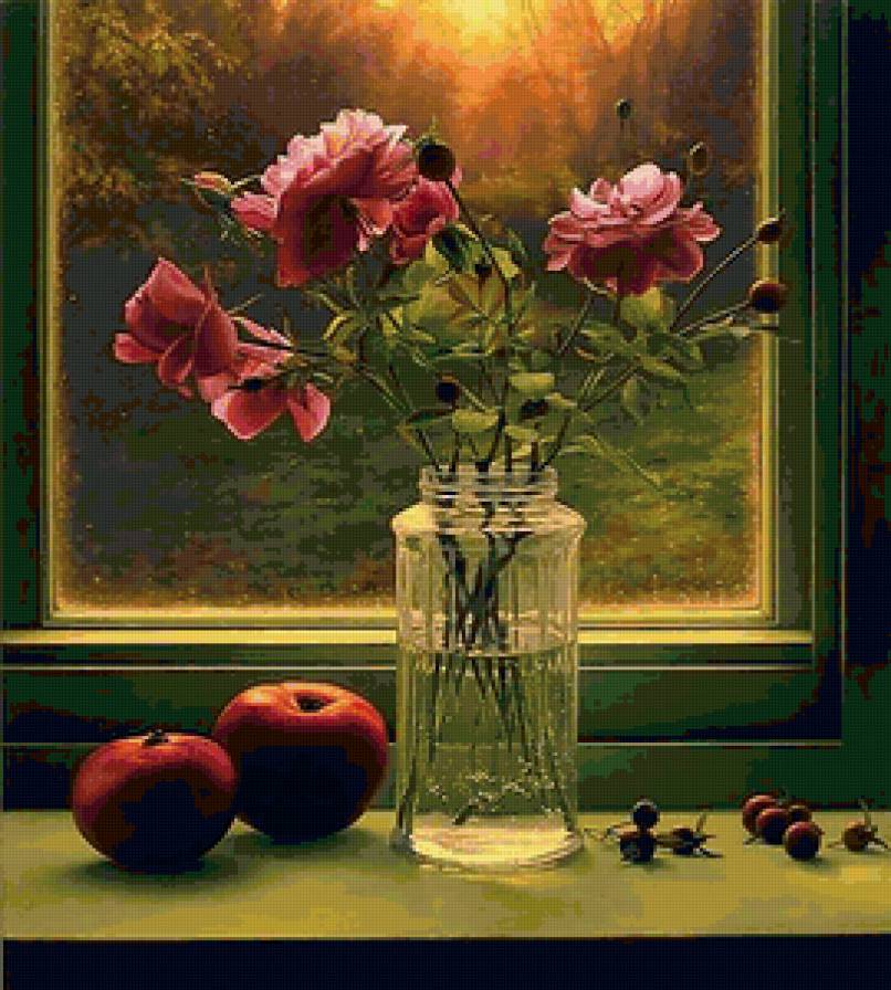 Натюрморт - букет, натюрморт, цветы в вазе - предпросмотр