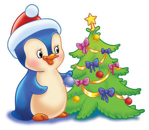 Пингвинёнок и ёлка - пингвин, елка, новый год, малыши, пингвиненок, деткам, пингвины - оригинал