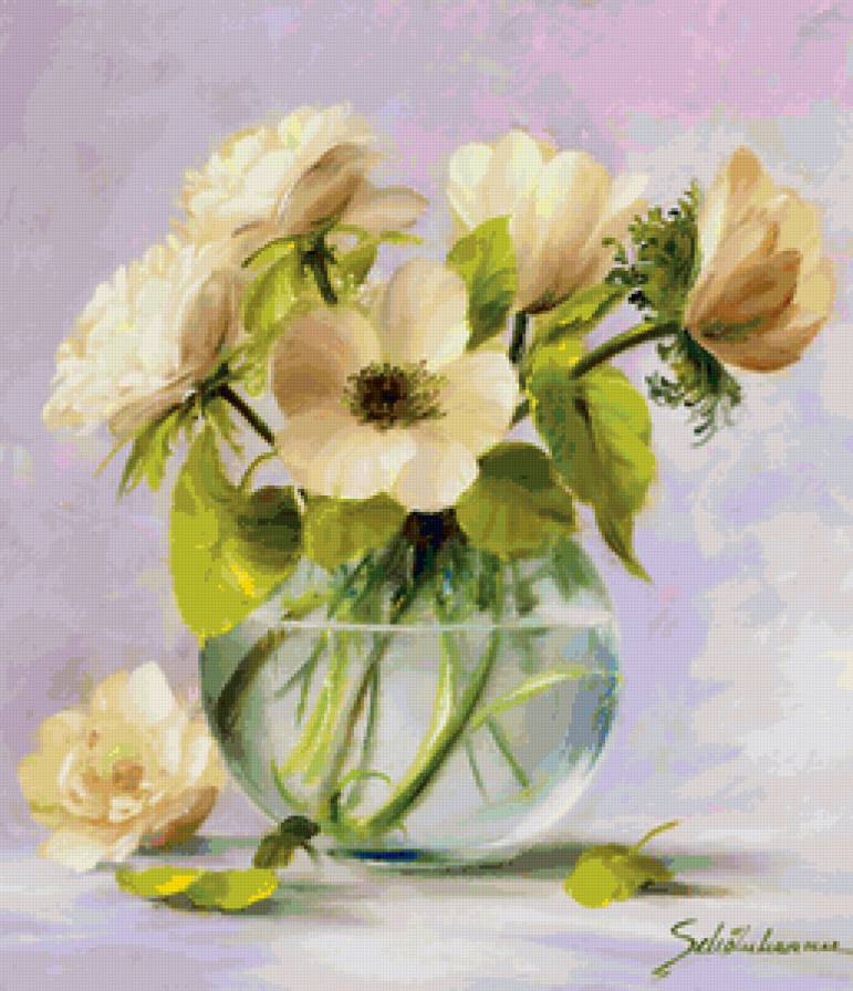 №109065 - цветы, живопись, ваза, букет - предпросмотр
