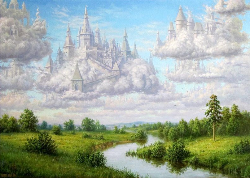 Облака - лес, природа, река, пейзаж, небо - оригинал