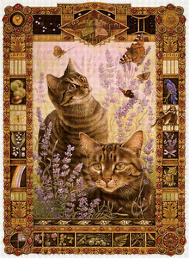 Серия "Знаки зодиака. Кошки. Близнецы" - кошки, животные, знаки зодиака - предпросмотр