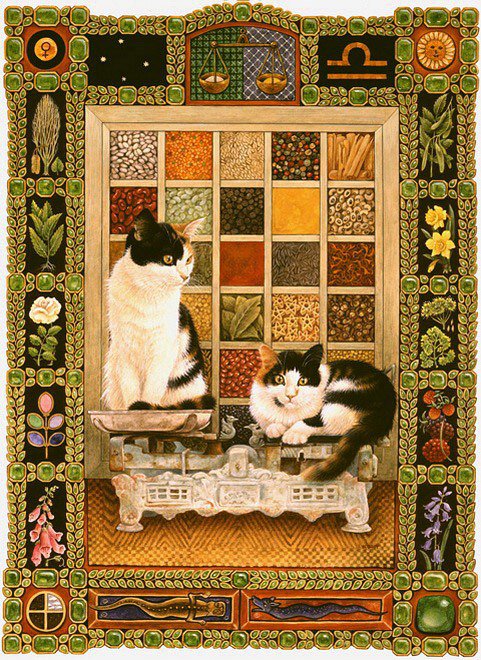 Серия "Знаки зодиака. Кошки. Весы" - животные, знаки зодиака, кошки - оригинал