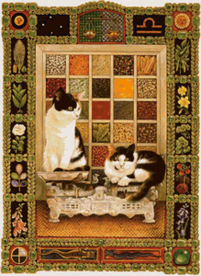 Серия "Знаки зодиака. Кошки. Весы" - животные, кошки, знаки зодиака - предпросмотр