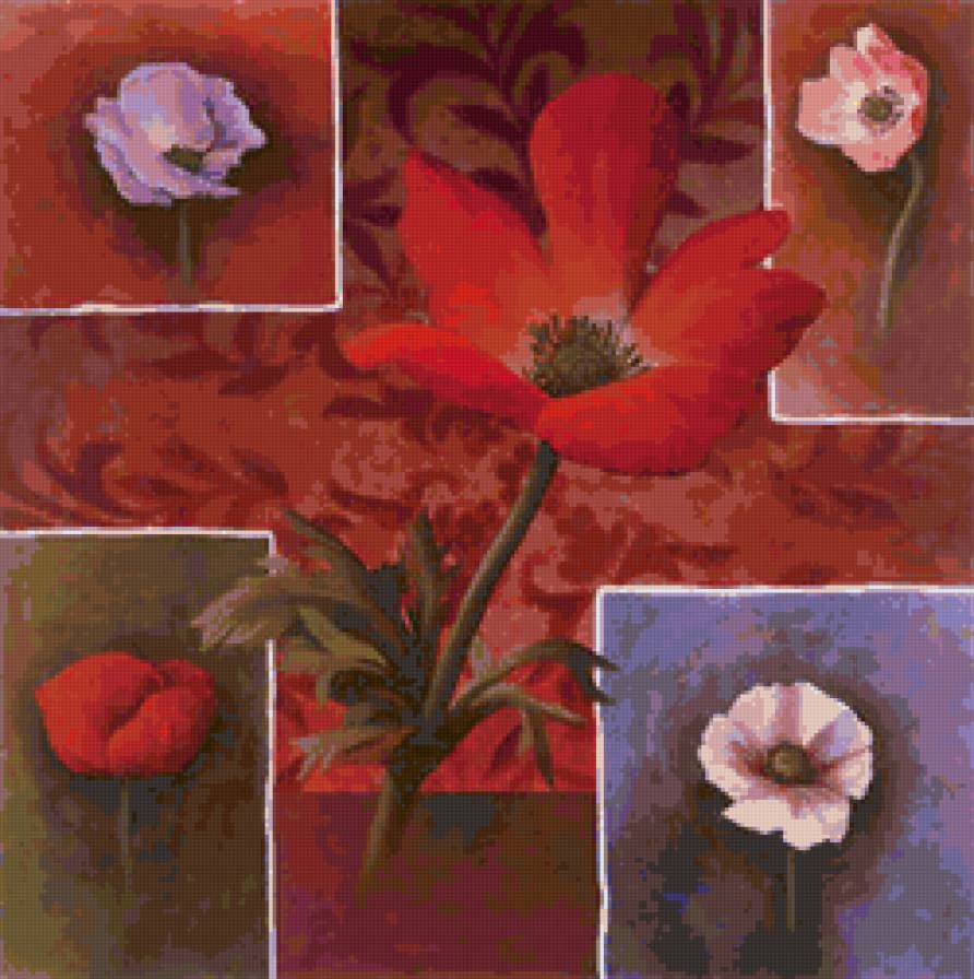 Подушка"Цветы" - цветы, подушка, живопись - предпросмотр