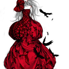 Схема вышивки «В красном платье»