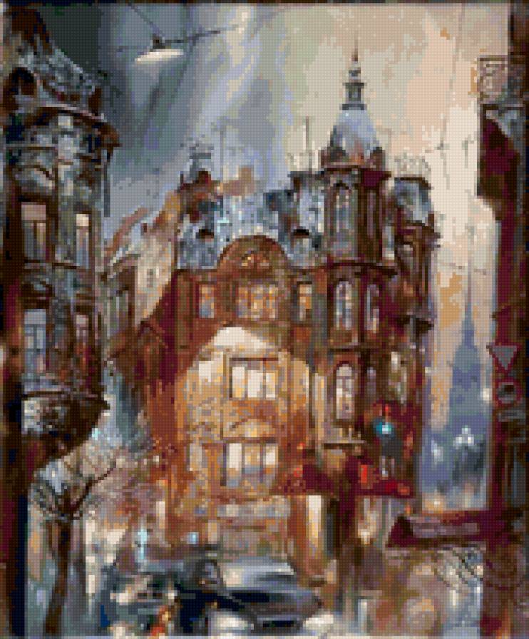 Картина И. Славинского - дома, питер, город - предпросмотр