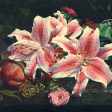 Оригинал схемы вышивки «розовые лилии» (№110468)