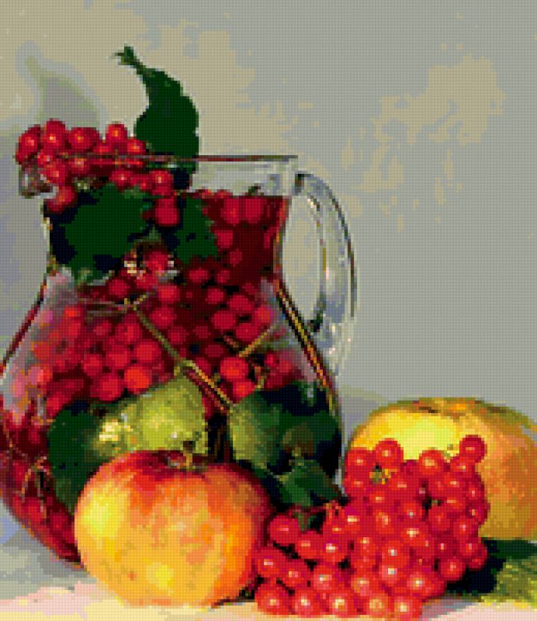 рябиновый компот - фрукты, натюрморт, яблоки, рябина - предпросмотр