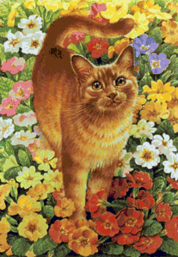 Серия "Кошки" - кошки, животные, цветы - предпросмотр