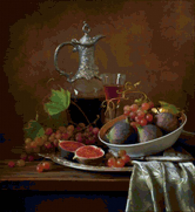 Натюрморт с  инжиром - голландский, инжир, натюрморт, виноград - предпросмотр