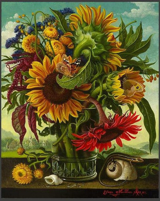 Букет - живопись, цветы, букет, ваза - оригинал