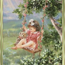 Оригинал схемы вышивки «Маленькая девочка на качельках)» (№111406)