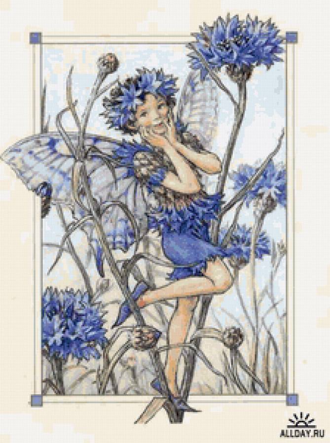 Эльф и васильки - ребенок, эльф, цветы - предпросмотр