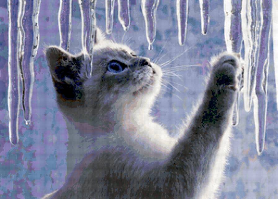 котик и сосульки - коты - предпросмотр