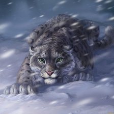 Схема вышивки «рысь в снегу»