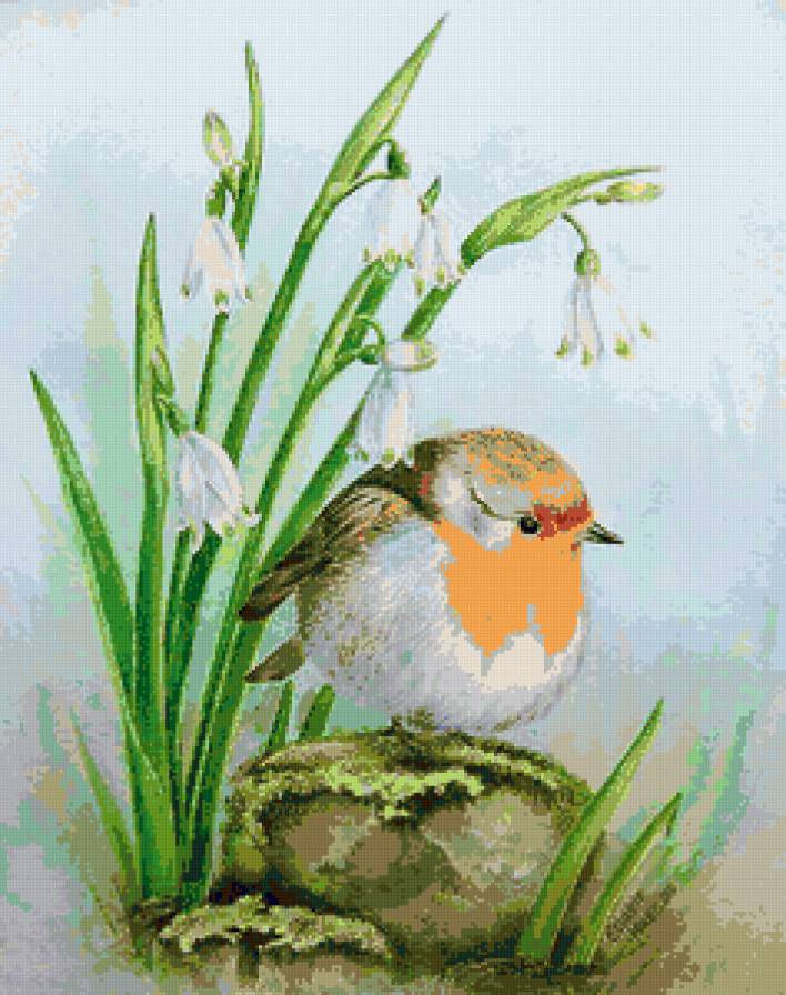 Весенняя птаха - весна, птичка, подснежники, весенние цветы, птица, природа - предпросмотр