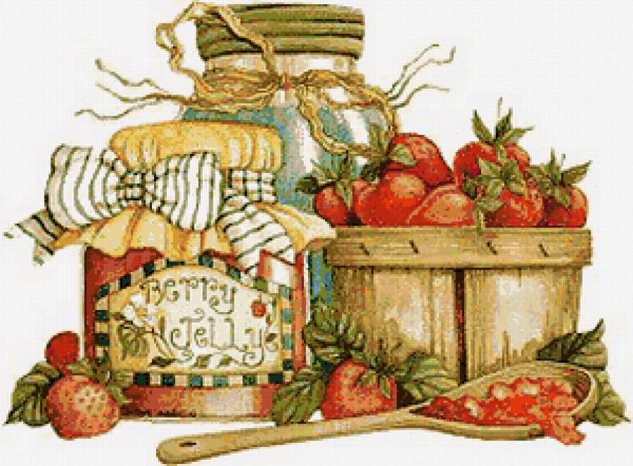 Для кухни - натюрморт, варенье, клубника, джем, посуда, для кухни, ягоды - предпросмотр