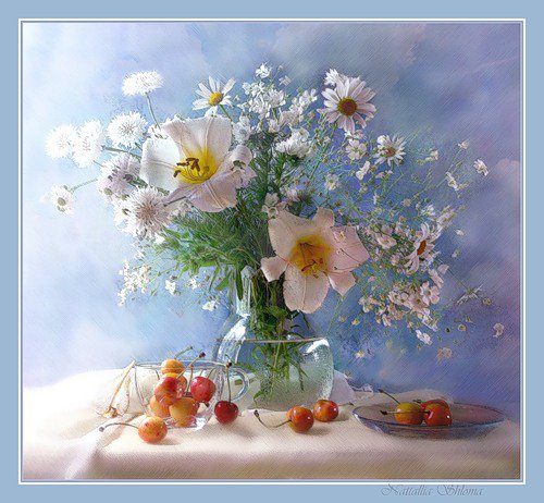 букет с лилиями - букет, лилии, цветы, ромашки - оригинал