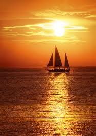 Закат - пейзаж, парусник, море - оригинал