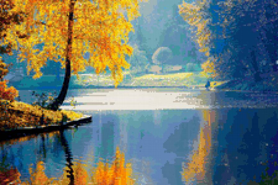 природа - природа, пейзаж, пруд, листья, вода, осень, озеро, времена года - предпросмотр